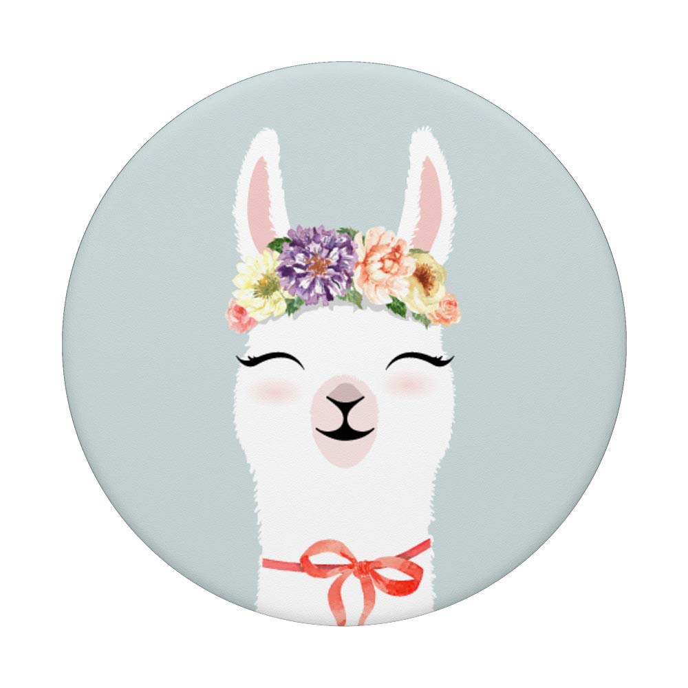 Llama Painted Floral Headband with Eyelashes PopSockets Grip and Stand for Phones and Tablets, Black - Image 3