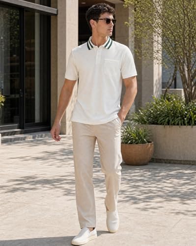 Image of Nobero Striped Collar Regular Fit Polo T Shirt for Men | Polo t-Shirts for Men | Regular Fit | Striped Collar | Premium Fabric | Casual & Smart Casual