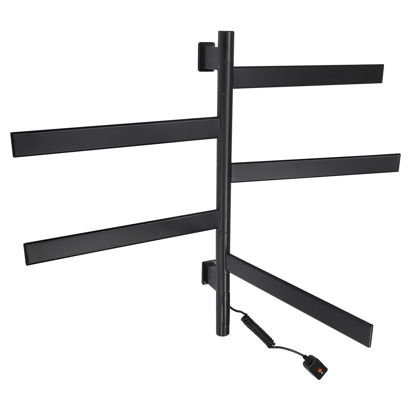 Handtuchheizkörper Elektrisch Handtuchtrockner 180° Drehung mit 5 Heizstäbe und Timer 30-70℃ 120W Handtuchwärmer Badheizkörper Schwarz IPX5