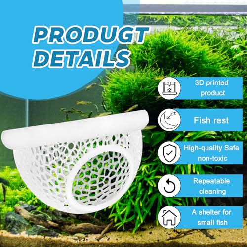 Image of 3D-Printed Floating Betta Cave & Shrimp Hideout - Multi-Functional Aquarium Hammock, Feeding Ring, Stress-Free Resting Spot for Betta Fish, Corydoras & Small Fish Tanks