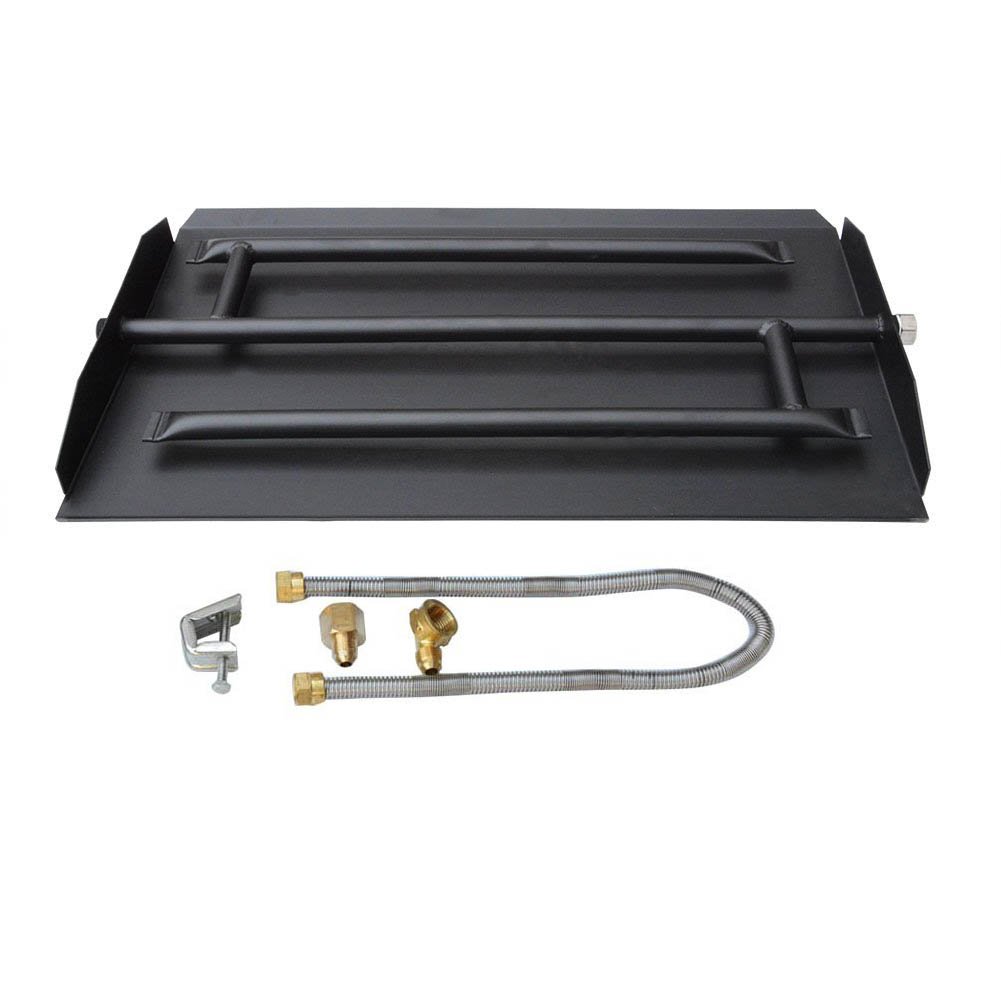 Stanbroil 22.5" Natural Gas Powder Coated Steel Fireplace Triple Flame Pan Burner Kit