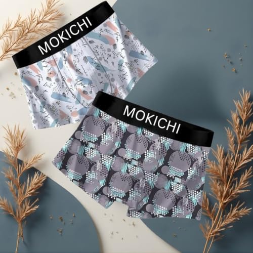Image of Men's Boxer Briefs Pack, Breathable Stretch Underwear with Wide Comfort Elastic Waistband, Soft Geometric Print Trunks, Multi-Pack