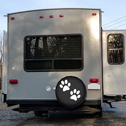 Image of Paw Print Spare Tire Cover Dust-Proof Wheel Tire Cover Fit Trailer, RV, SUV and Many Vehicle 17 Inch