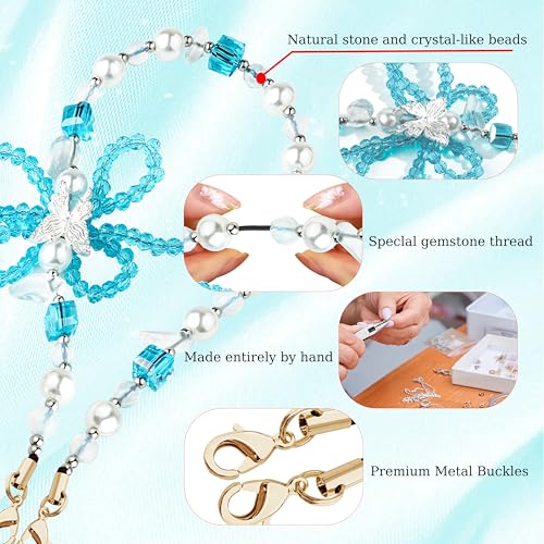 Image of Marble Beaded Phone Wrist Strap for Women, Detachable Design