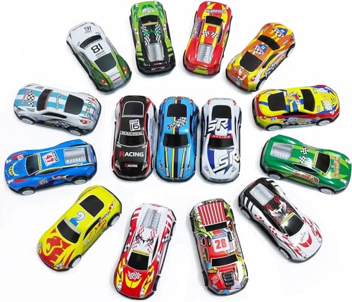 BECILES Lot de 16 voitures en alliage Stunt - Petites voitures jouets - En métal - Pour le jeu éducatif des tout-petits (style mixte)