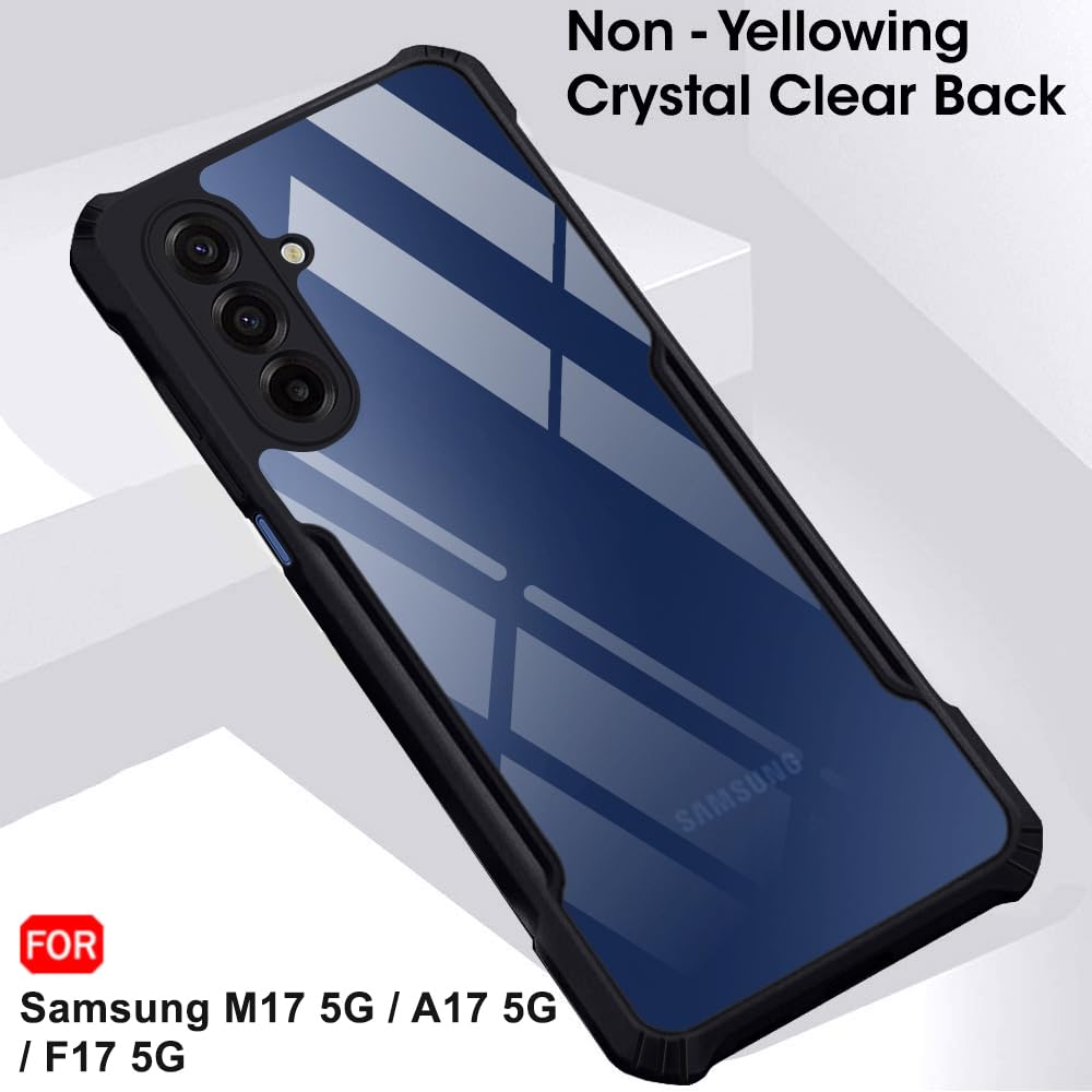 TheGiftKart Shockproof Crystal Clear Back Cover Case for Samsung Galaxy M17 5G / A17 5G / F17 5G | 360 Degree Protection | Protective Design | Transparent Back Case Cover (PC & TPU, Black Bumper) — Amazon image 3