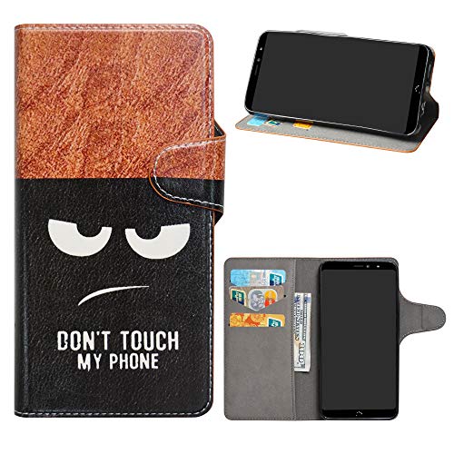 HHDY BQ Aquaris X2 Funda, Diseño PU Cuero Libro Soporte Plegable y Ranuras para Tarjetas Dibujos Caso Cover para BQ Aquaris X2 / X2 Pro,Don't Touch