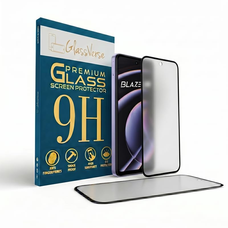 Image of GlassVerse Matte Tempered Glass for Lava Blaze 2 5G | Anti Glare, Smooth Touch Screen Protector, 9H Hardness, Edge to Edge, Case Friendly, Hassle-less Installation Kit Included. (Pack of 2)