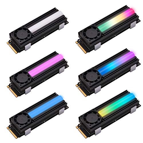 EZDIY-FAB 5V ARGB M.2 Raffreddatore SSD per dissipatore di Calore con Ventola di Raffreddamento da 20 mm per PCIE NVME o SATA M.2 2280 SSD, con Pad Termico (SSD Non Incluso)
