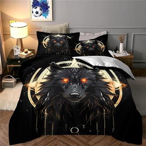 Housse de couette loup 200x200 lit double parure microfibre ultra douce - 6