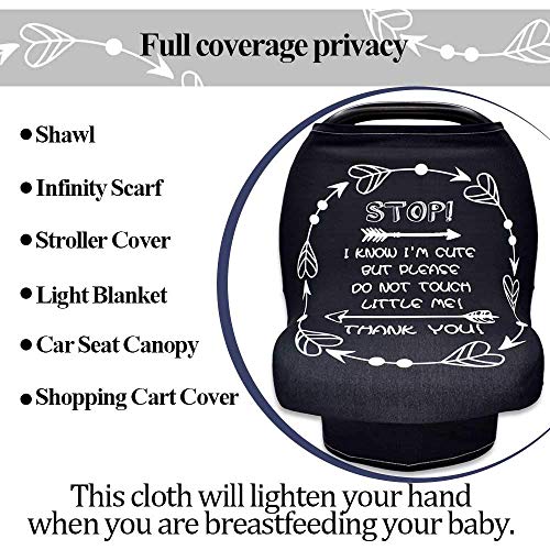 Image of Breathable Car Seat Cover for Babies - Multi-use Cover Carseat Canopy, Soft Breastfeeding Cover, Car Seat Covers for Baby, Boys & Girls Shower Gift, Black