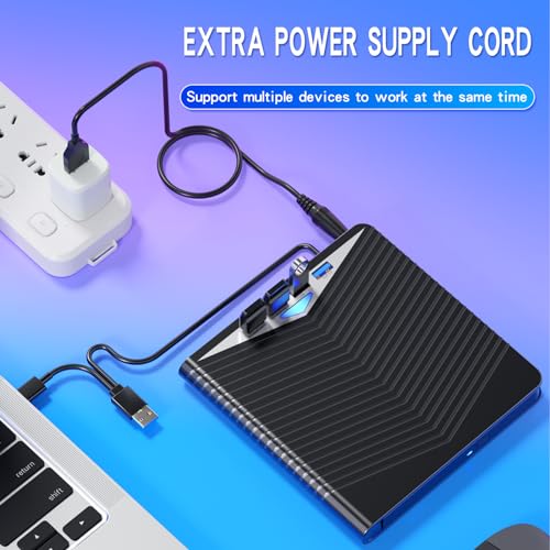 Dainty External CD DVD Drive 7 in 1 CD/DVD Burner USB 3.0 with 4 USB Ports and 2 TF/SD Card Slots Optical Disk Drive for Laptop Mac, Compatible with PC Windows /10/8/7 Linux OS - Image 4