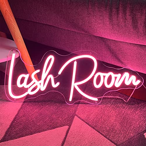 Image of Lash Room Neon Sign For Spa Beauty Room Nail Brows Lashed Salon Studio LED Wall Art Decor For Business Stores Logo Barber Shops Led Word Indoor Custom Neon Lights 5V USB Powered Peach Pink 40x14.55cm