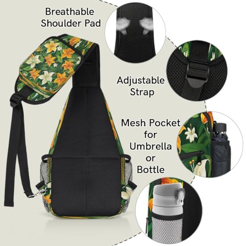 Sling bag unisex con diseño floral para senderismo miniatura 4