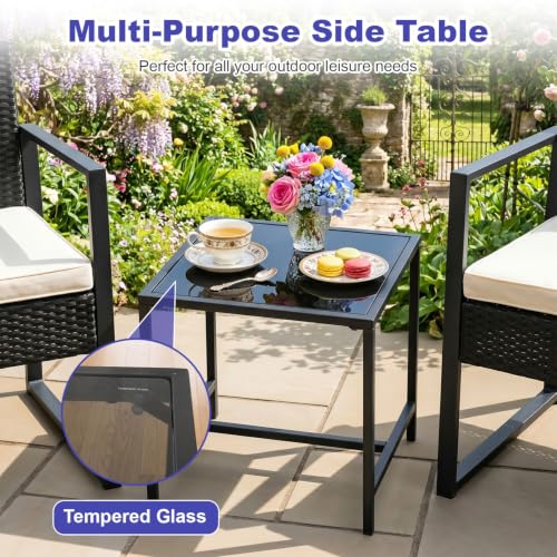 Image of FDW | 3-Piece Patio Furniture Set | Khaki |Outdoor Wicker Furniture with Coffee Table | Modern Rattan Chairs Conversation Set | Outdoor Seating | Weather-Resistant | for Porch, Garden, Lawn