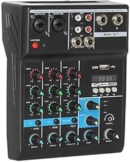 Professional Audio Mixer, ALPOWL Sound Board Console System, Interface 4 Channel Digital USB Bluetooth MP3 Computer Input 48V Phantom Power Stereo DJ Studio Streaming FX 16-Bit DSP Processor