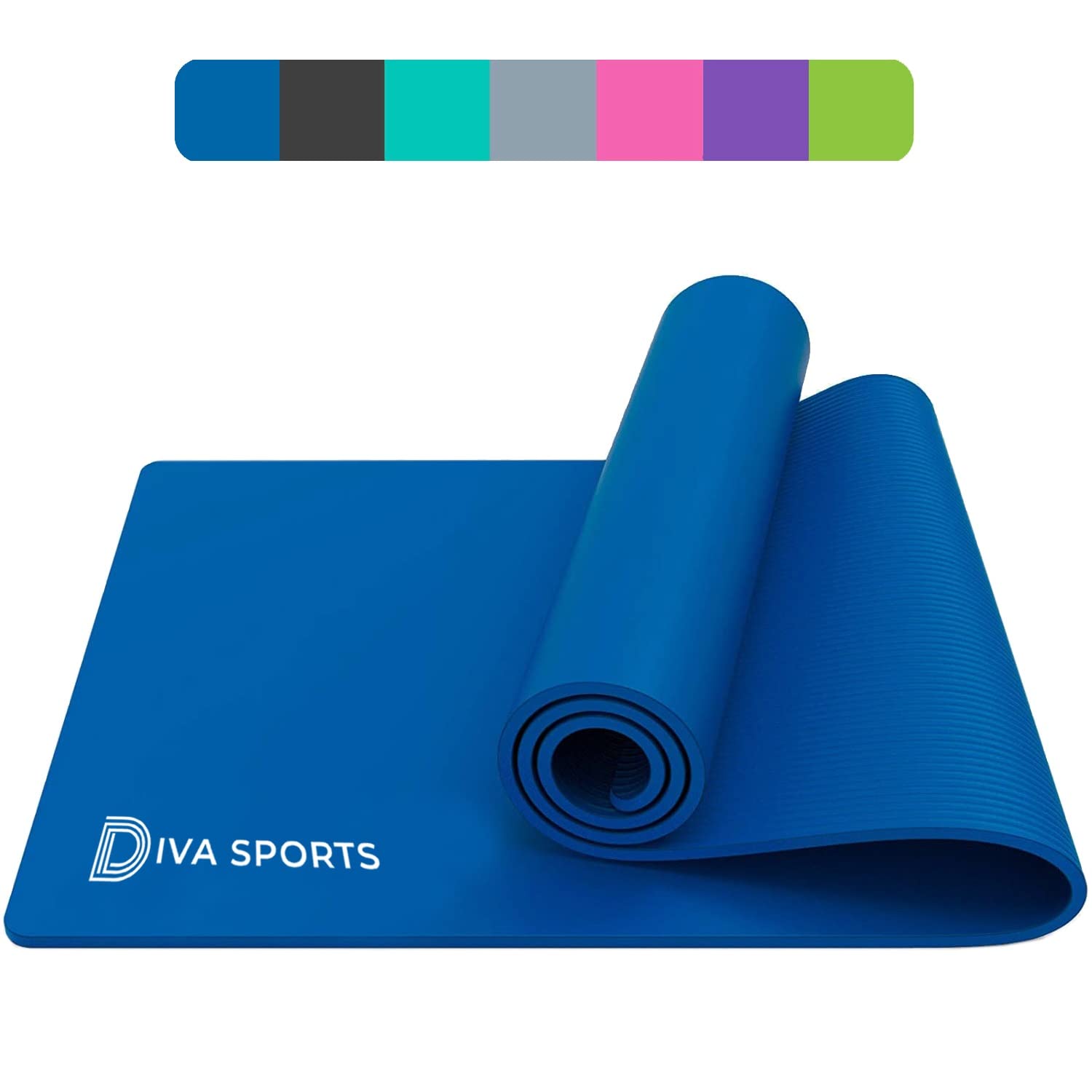 Yoga Mat Extra Thick 15mm Non-Slip Pilates Workout Exercise Mat Soft Mat Carry Strap (Dark Blue)