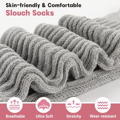 Image of Forwe 3 Pairs Slouch Socks for Women Size 9-11 Soft Extra Long Scrunch Knee High Boot Socks