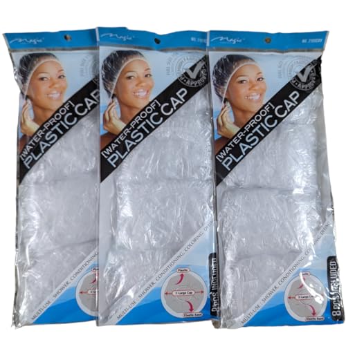 Magic 8pc Clear Plastic Cap Elastic Band Water-proof