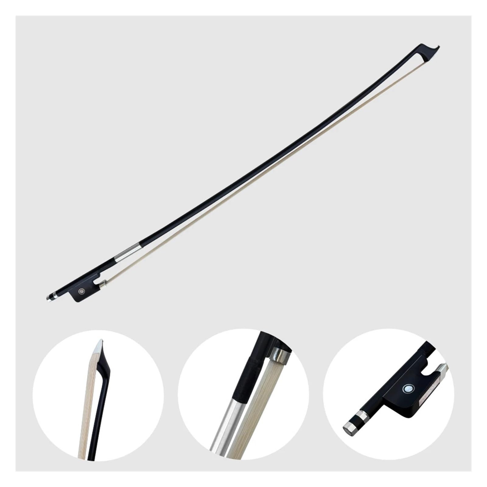 1PCS Erweiterte Starke Schwarz Carbon Cello Bogen Weiß Pferd Haar Fit 4/4 3/4 1/2 1/4 Cello Elektrische Cello teile Zubehör(1-2Cello Bow)