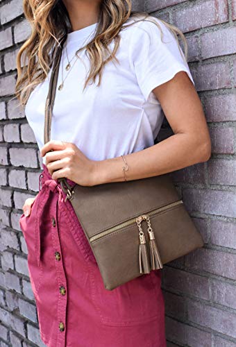 Image of DELUXITY Lightweight Medium Crossbody Bag with Tassel