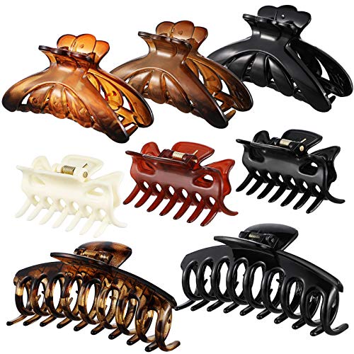 8 Pieces Plastic Hair Claws Clips Hair Jaw Clamp Medium Size Non-slip Grip Hair Jaw Clamp for Women Girls (Classic Style)