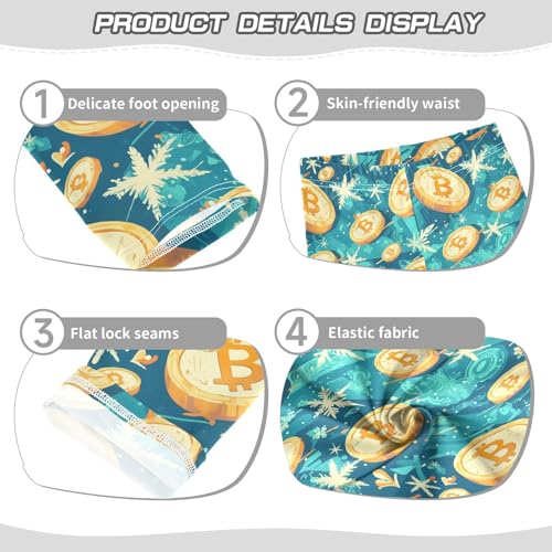 KLL Flying Bitcoins and Snowflakes Little Girls Leggings Stretchy High Waisted Leg Yoga Pants Gym3