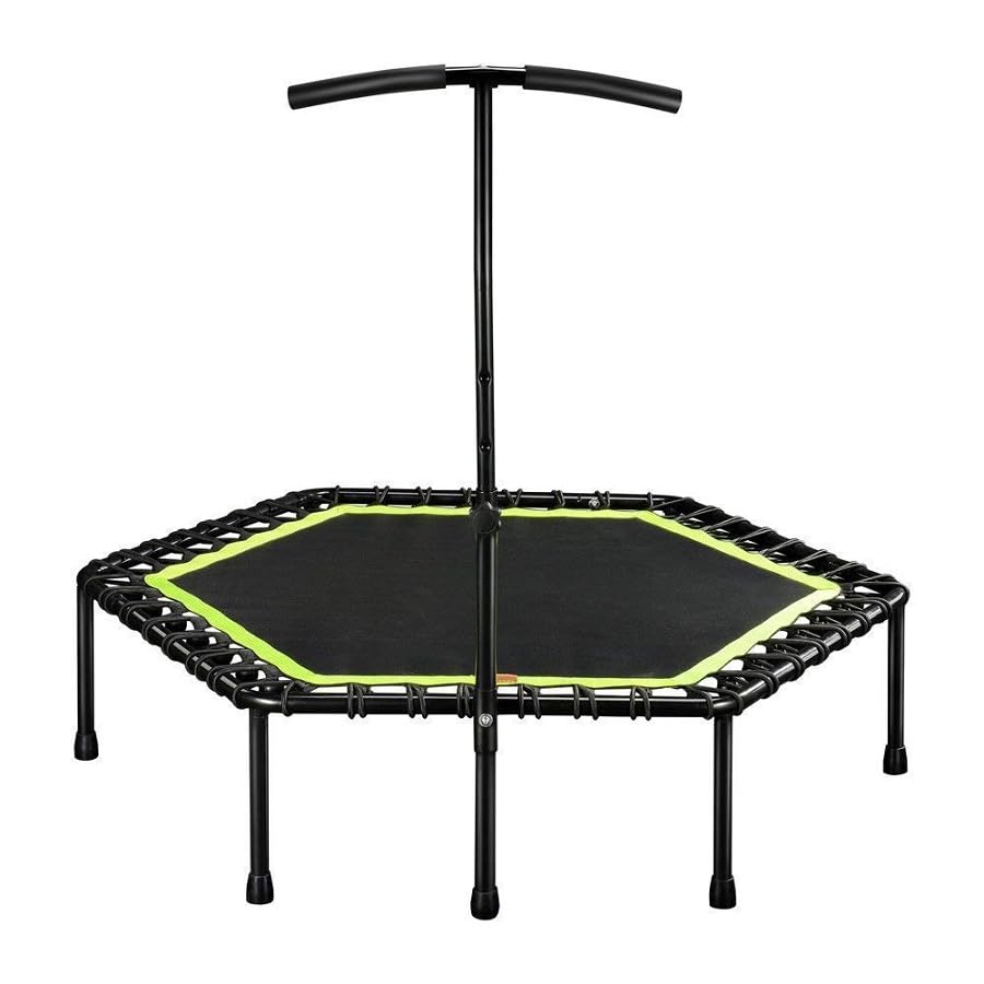 IRIS Fitness 45 inch Mini Trampoline with Adjustable Handrail Handle Bar – Indoor Rebounder for Adults – Best Urban Cardio Workout Home Trainer, Covered Bungee Rope System – Max Limit 100 Kgs-image-11