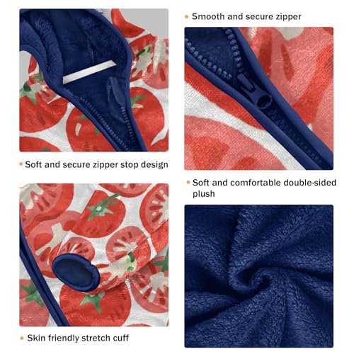 Tomato Pattern Print with Slices Toddler Fleece Jacket Girl Boys Hooded Fleece Jacket Coat Warm Outwear Zip-up 3-10T3