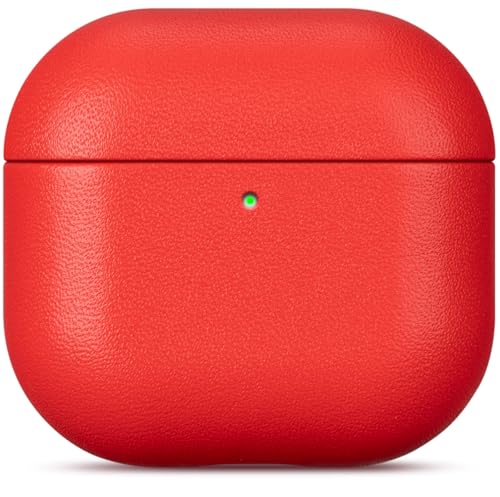 Haobobro [Nappa Series] Cover AirPods 4 - Custodia in pelle per AirPods 4 di quarta generazione - Realizzata a mano in vera pelle - Protezione Full Body : Case Antiurto - Rosso