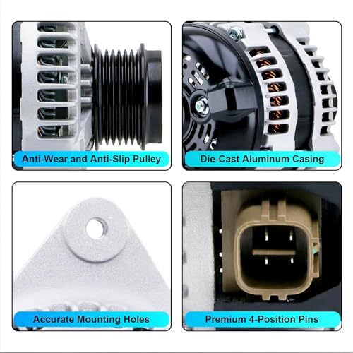 Image of BDELI Alternator New Fit for 1.8L L4 2009-2011 Toyota Corolla Matrix, 2009-2010 Pontiac Vibe, Base CE LE S, 6-Groove Clutch Pulley, 100 Amp 12V: 11385N, 12897, 270600T040, AL3370X, High Output
