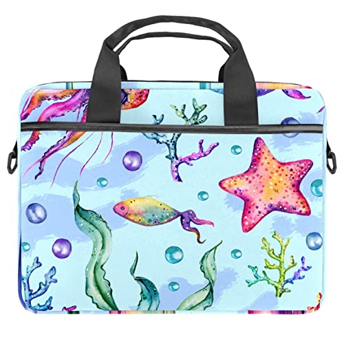 Housse ordinateur 14.5 pouces sacoche bandoulière 13 pouces motif étoile de mer aquarelle