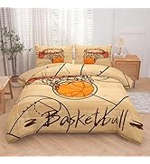 Peopleareok Basketball Bedding Set Twin (68x86 Inch), 3D Printed Basketball Theme Comforter, Boys...
