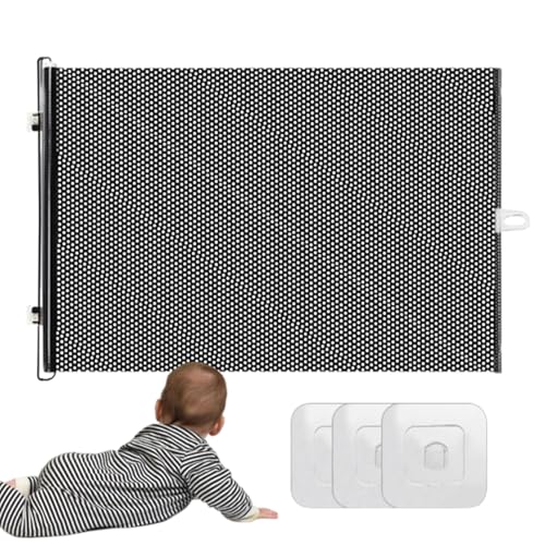qokeeu Barrera Retráctil para Mascotas - para Escaleras Y Puertas | Pantalla Protectora Segura para Interior Y Exterior Cachorros Niños Bebés Accesos