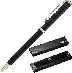 Caneta Crown Sigma Esferográfica de Metal Detalhes Dourados (Preto)