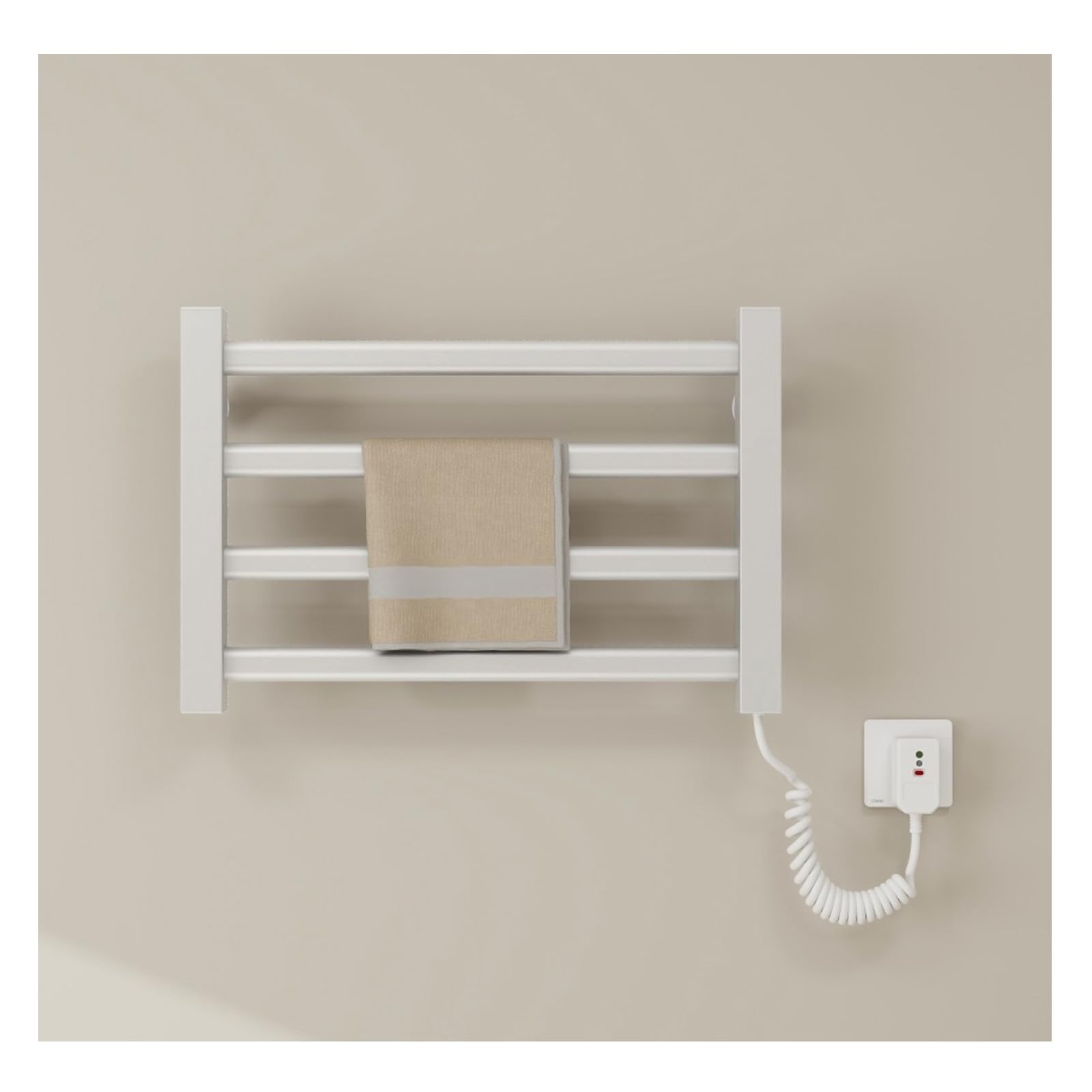 Toallero Calefaccionado, Radiador Eléctrico De Pared para Baño, Tecnología De Calor Seco De Fibra De Carbono (White Right Line)