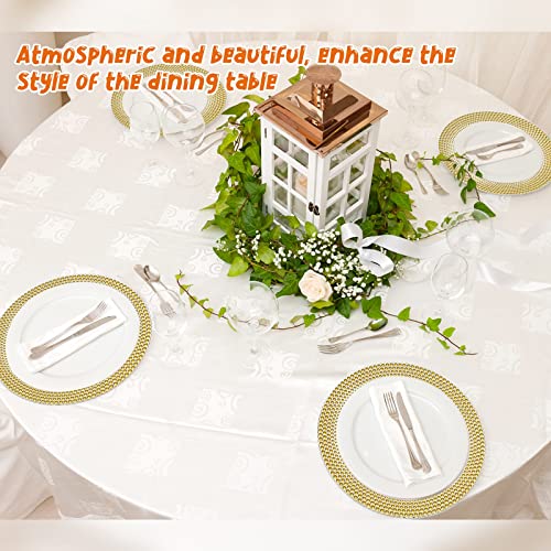 24 Pack Clear Charger Plates Bulk 13 Inch Charger Plate With Gold Texture Border Round Plastic Dinner Charger Gold Rim Charger Plate Set For Wedding Party Birthday Banquet Family Dinner Table Decor #TOP4