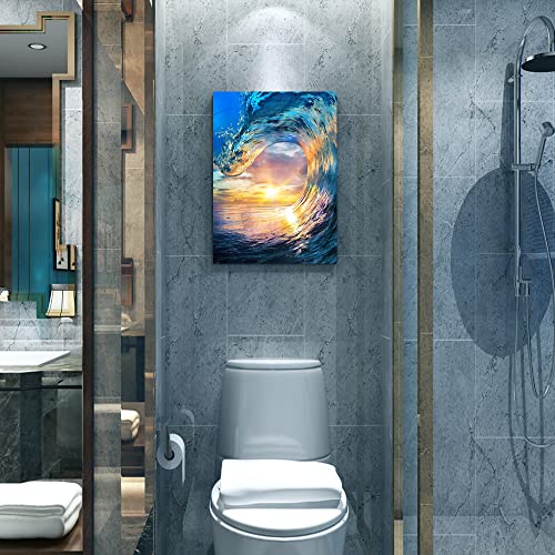 Sunrise Ocean Waves Canvas Wall Art For Living Room Bedroom Wall Decor Office Wall Pictures Blue Sea View Wall Paintings Beach Canvas Prints Artwork Modern Bathroom Home Decor Art 12" X 16" 3 Pieces #TOP6