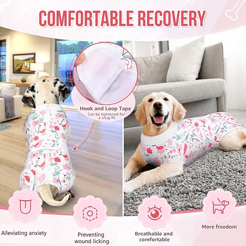 Image of Lukovee Recovery Suit for Dogs, Female Male Spay Neuter Post Surgery Suit | Zipper on Onesie,Soft Breathable, Adjustable Abdominal Wounds Prevent Licking, Cone E-Collar Alternative (Pink, XL)