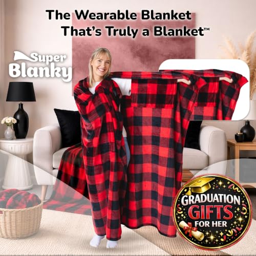 Image of Super Blanky Wearable Blankets for Women & Men, Graduation Day Gift for Her, Cozy Gifts for Women, Wife Birthday Gifts Ideas