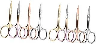 minkissy 8 Peças Tesoura Aparadora De Sobrancelha Cortador De Cabelo De Nariz Para Homens Cortador De Barba Masculino Curvado Tesoura De Cabelo Facial Tesoura De Bigode Tesoura De Barba