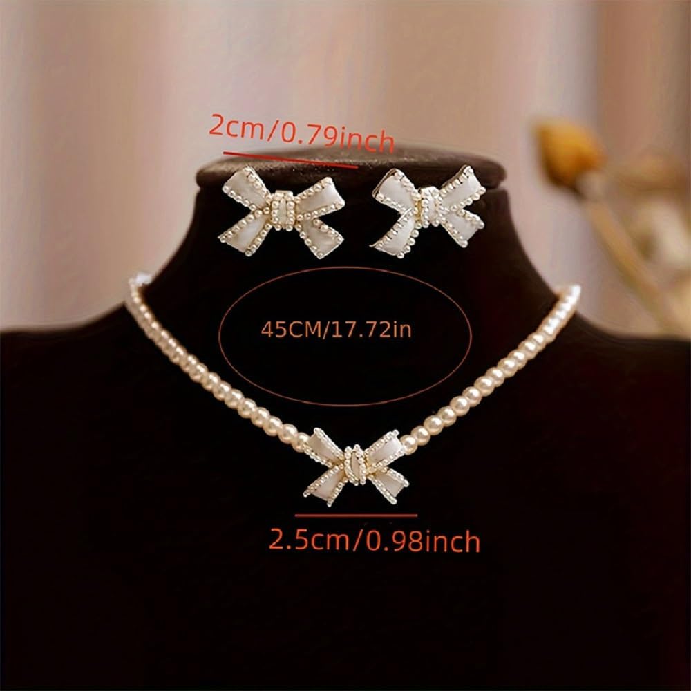 necklace pendant and earring earring set, artificial pearl, metal, silver plated, gold plated, adjustable length, hypoallergenic, holiday dinner daily gift accessories