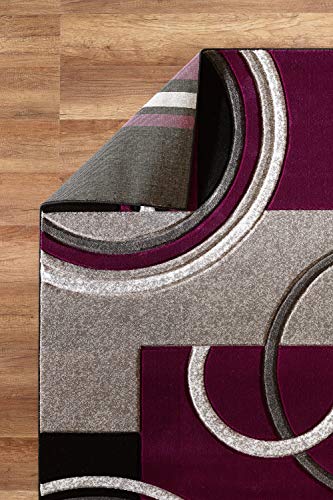 GLORY RUGS Area Rug Modern 8x10 Purple Soft Hand Carved Contemporary Floor Carpet with Premium Fluffy Texture for Indoor Living Dining Room and Bedroom Area