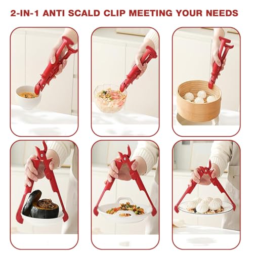 Image of Supvox Anti-Scald Bowl Clip, Heat-Resistant Pan Holder with Lock Buckle