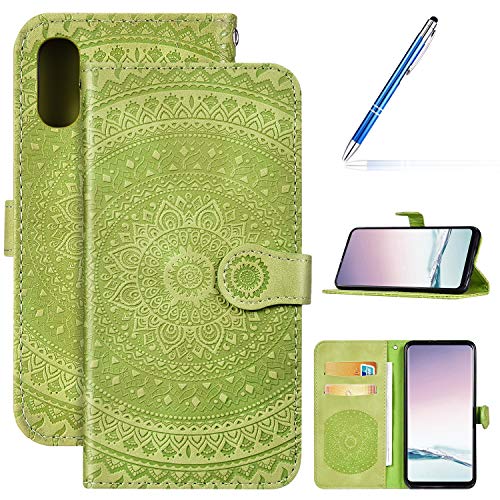 Robinsoni Case Compatible with Samsung Galaxy A40 Phone Case Wallet Galaxy A40 Leather PU Phone Cover Shockproof Kickstand Case Flip Note Book Style Phone Cover Heavy Duty Case Hard Case Mandala