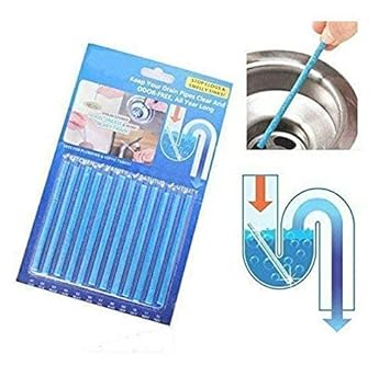 KRIKU EXPO Odour Remover Sewer Cleaning Rod for Kitchen, Bathroom, Toilet Pipe (Blue) - 12 Sticks