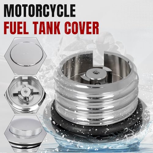 Image of BHB Motorcycle Fuel Tank Pop-up Fuel Gas Oil Tank Cap Compatible With Harley Davidson Regular Thread 1982-2018 (Silver)