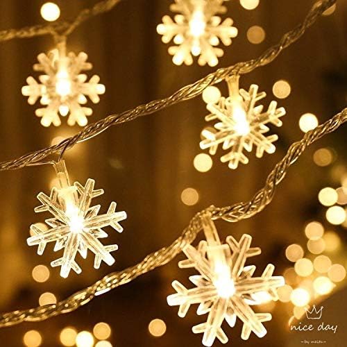 Islmlisa 19ft /40LED Snowflake String Light String Outdoor Waterproof House Decorative Light String Interior Decoration,Decorative Snowflake Lights for Christmas, Party (Warm White)