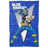 LOGOVISION Power Rangers: Dino Fury Blanket, 36'x58' Blue Ranger Character Fleece Blanket