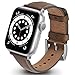 Correa Apple Watch para 44mm/45mm/42mm, GerbGorb Correa Genuino Cuero Compatible con Apple Watch Series 7/6/5/4/3, iWatch, Apple Watch SE, Marrón Oscuro/Plata